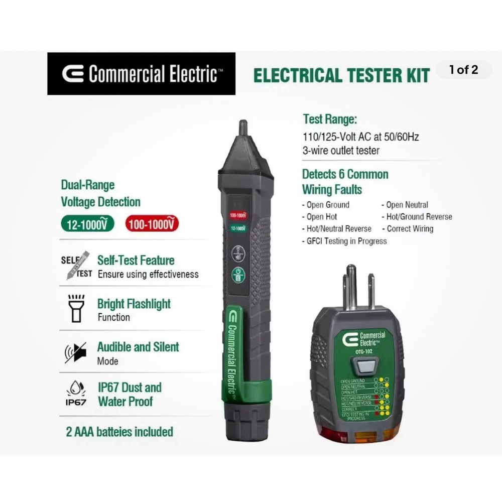 Commercial Electric‎ Electrical Tester Kit Green 1004 482 945
